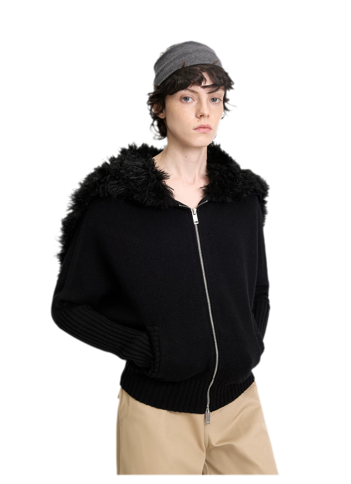 Textured Batwing Hooded Cardigan