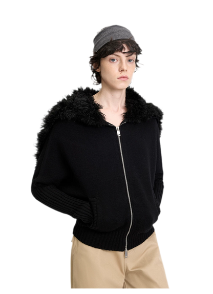 Textured Batwing Hooded Cardigan