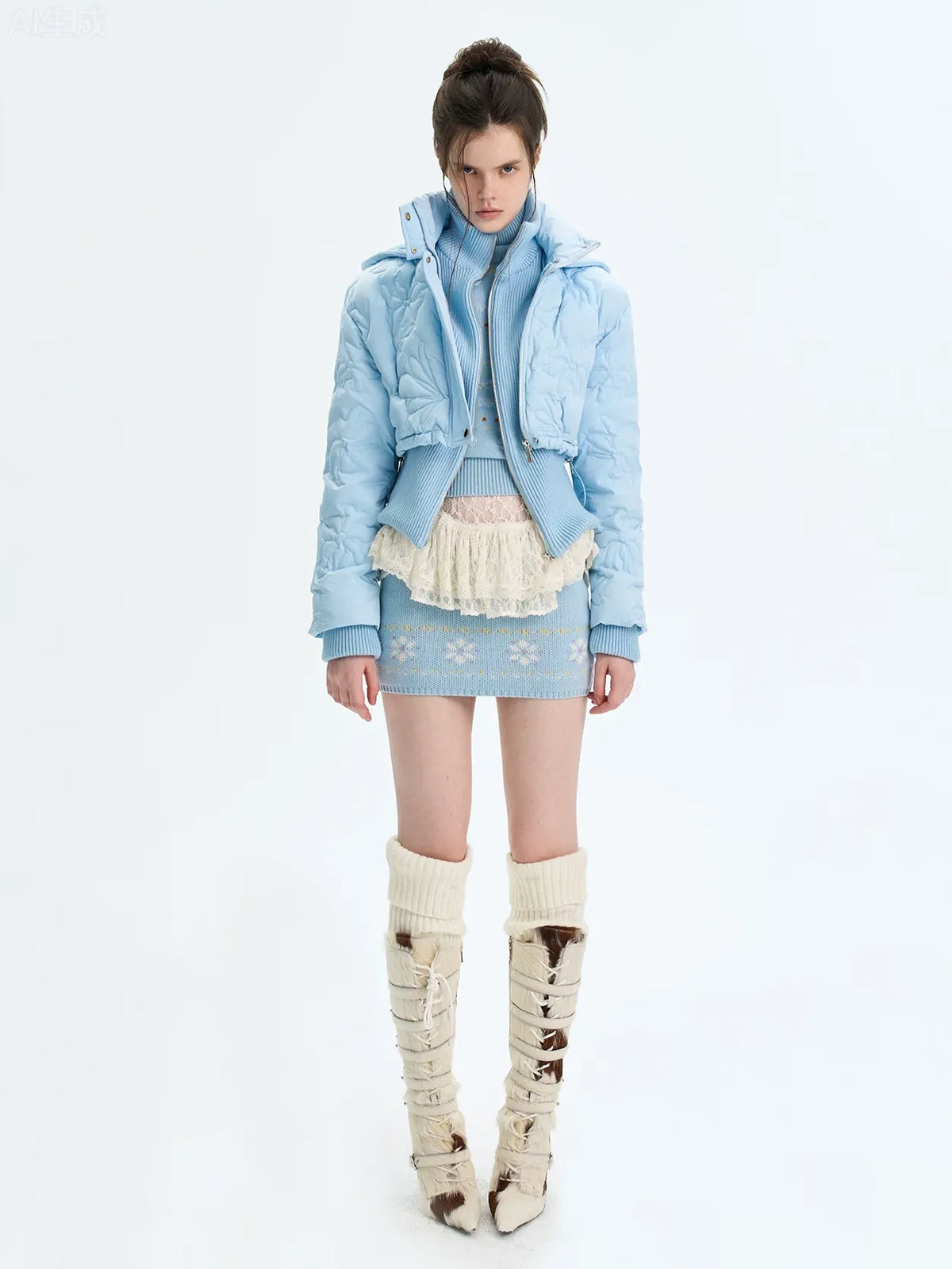 Quilted Cropped Hooded Down Jacket