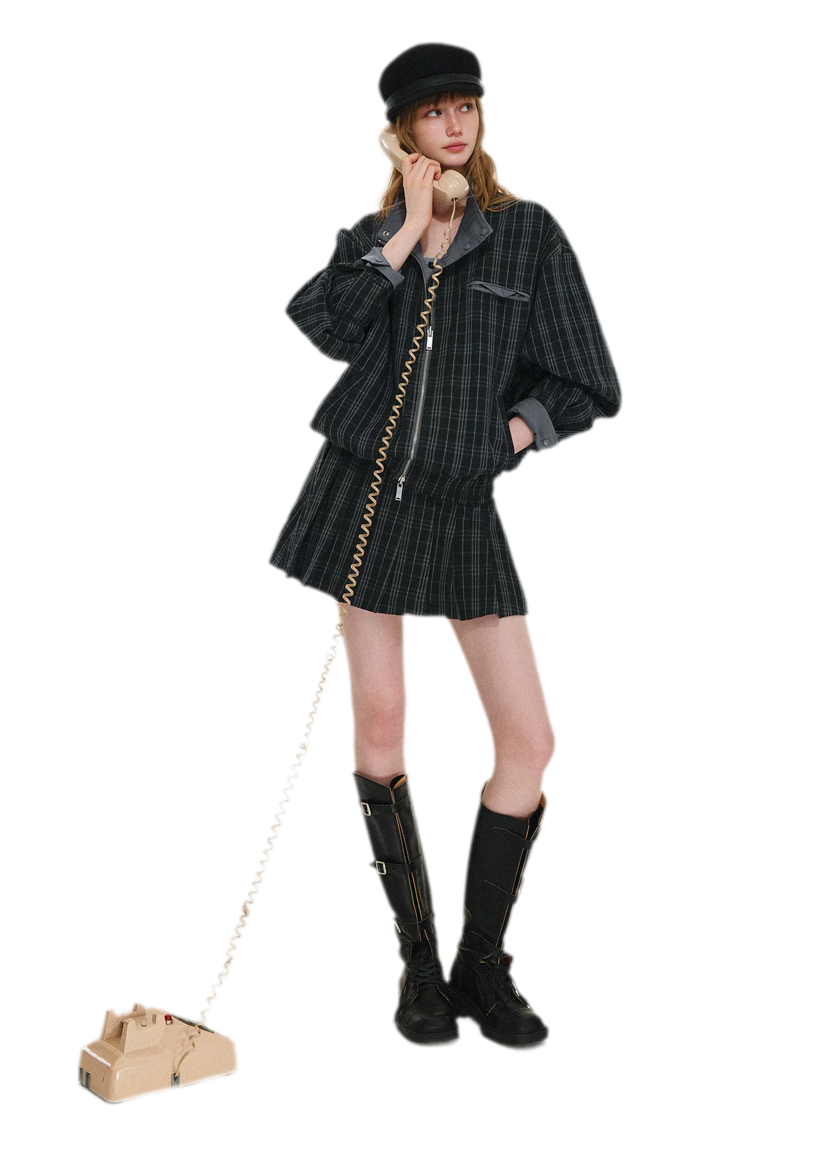 Reversible Plaid Boxy Jacket