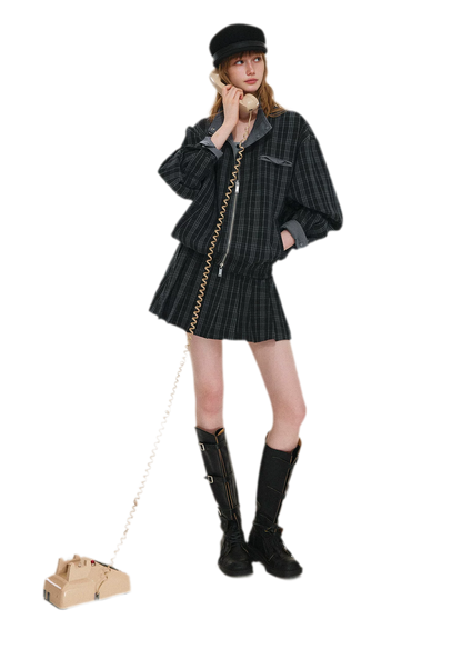 Reversible Plaid Boxy Jacket