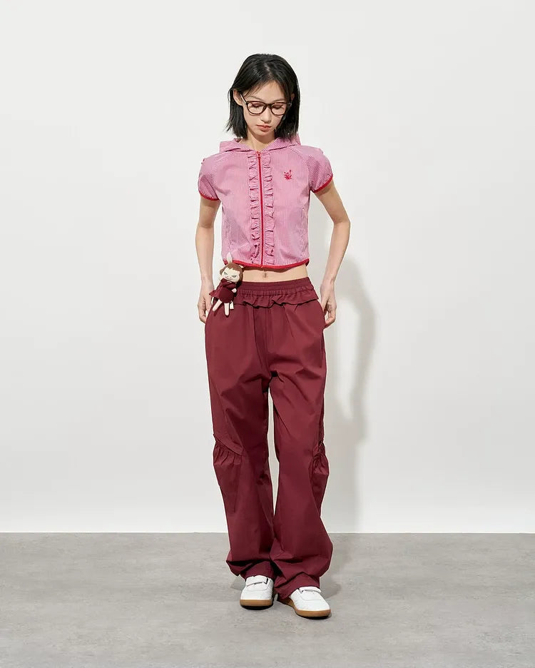 Quick-Dry Ruffle Wide-Leg Pants