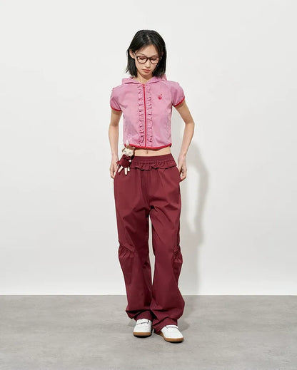 Quick-Dry Ruffle Wide-Leg Pants