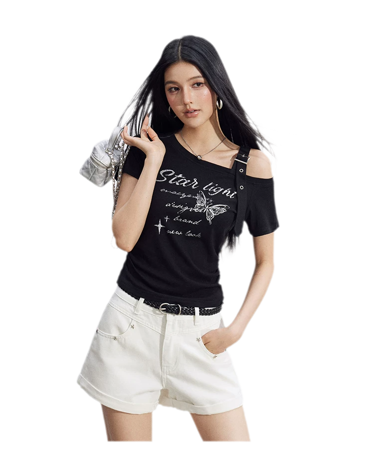 One-Shoulder Butterfly Tee