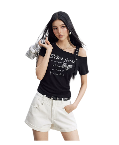 One-Shoulder Butterfly Tee