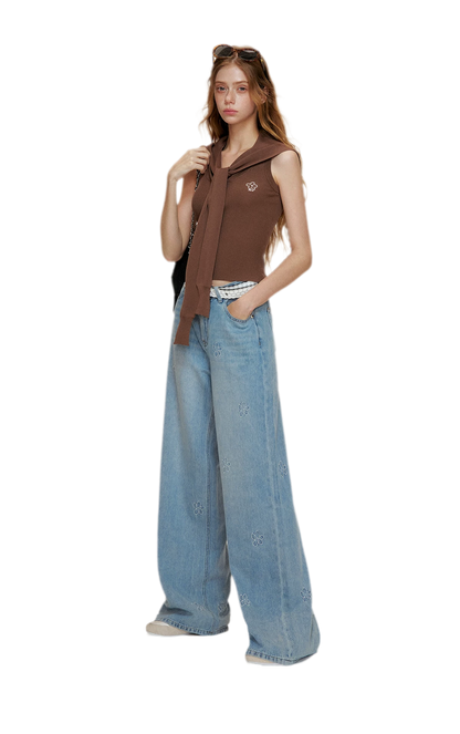 Soft Tencel Navy Shawl Tank