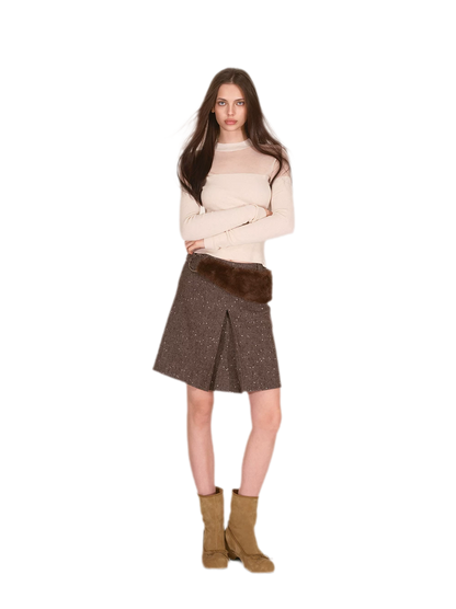 Sheer Mesh Mock-Neck Knit Top