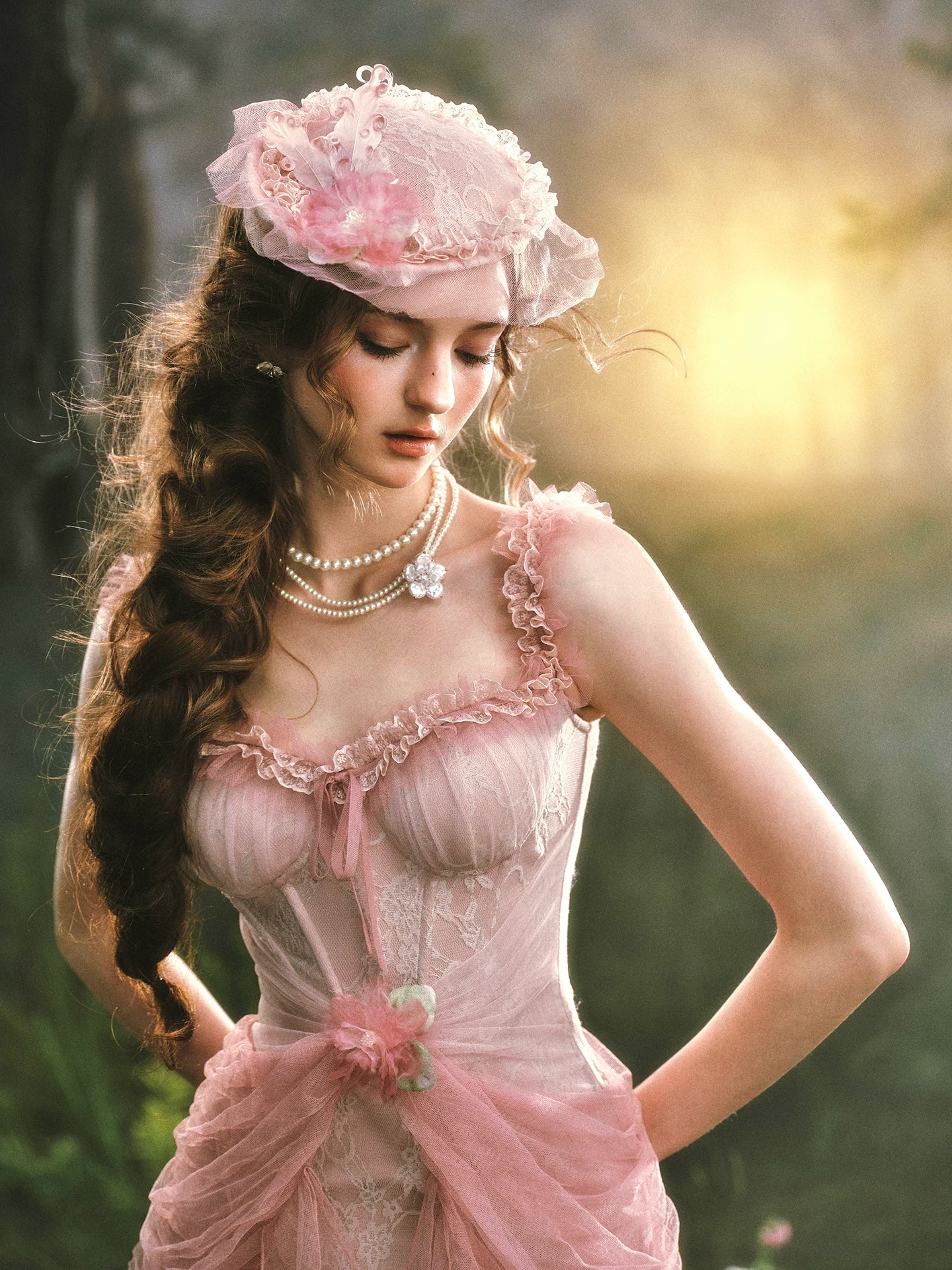 Floral Lace Ruffle Midi Dress