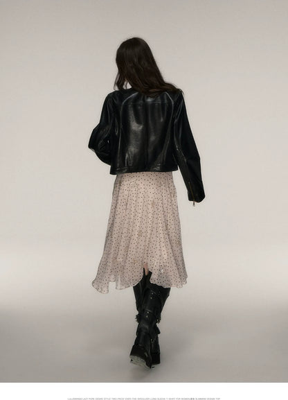 Vintage Stand-Collar Leather Jacket