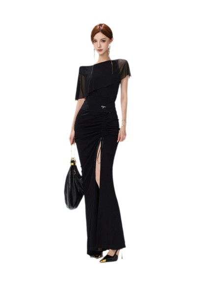 Sheer Ruffle One-Shoulder Top
