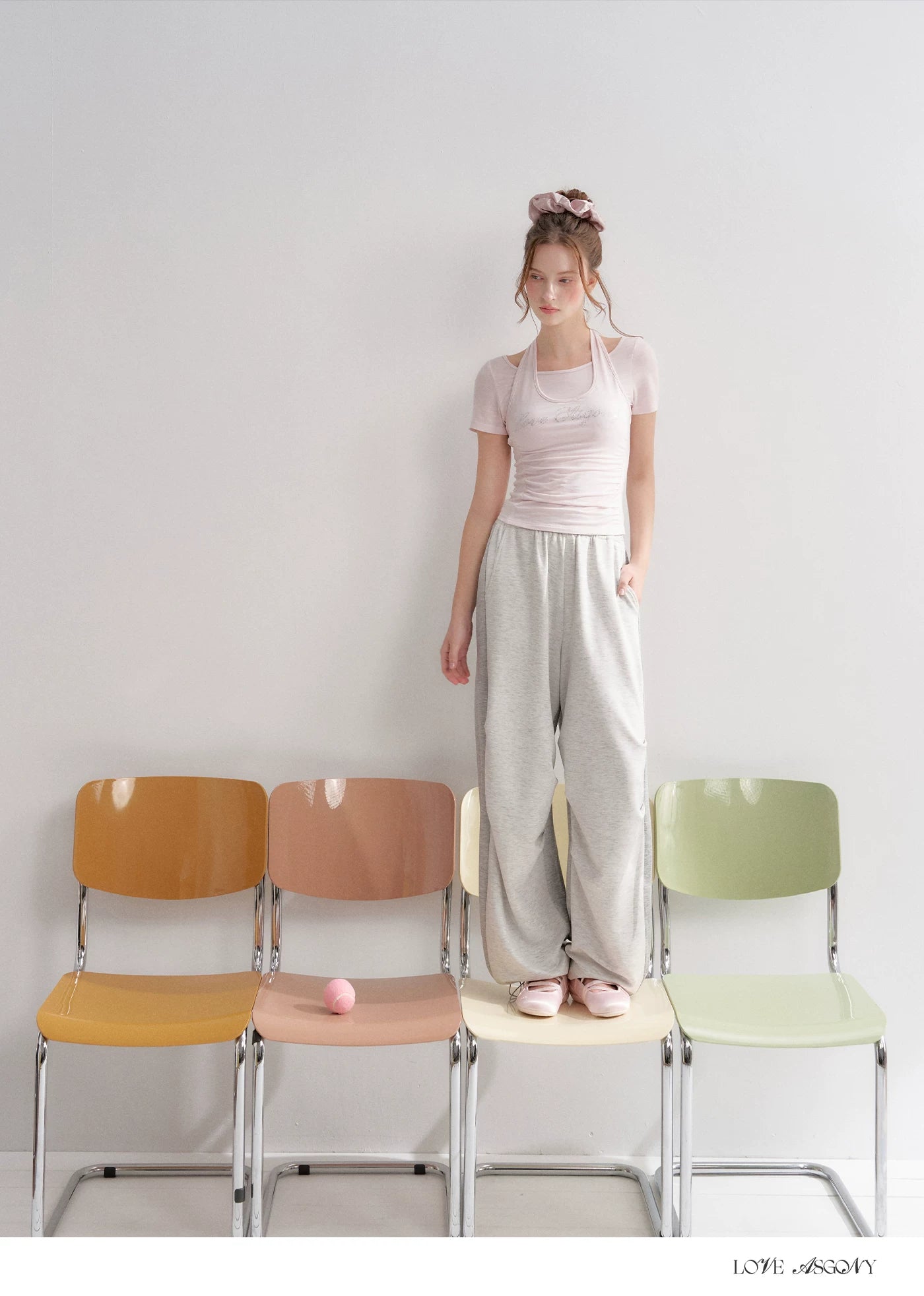 Lyocell Colorblock Drawstring Waist Pants