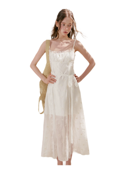 French Embroidered A-line Dress