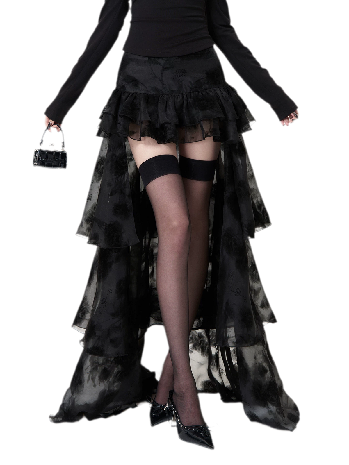 Layered Ruffle Mesh Skirt