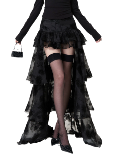 Layered Ruffle Mesh Skirt