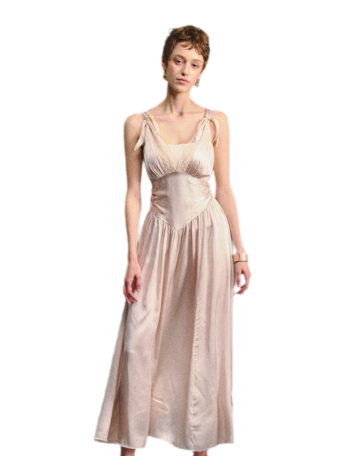 Lace Tie Satin Dress