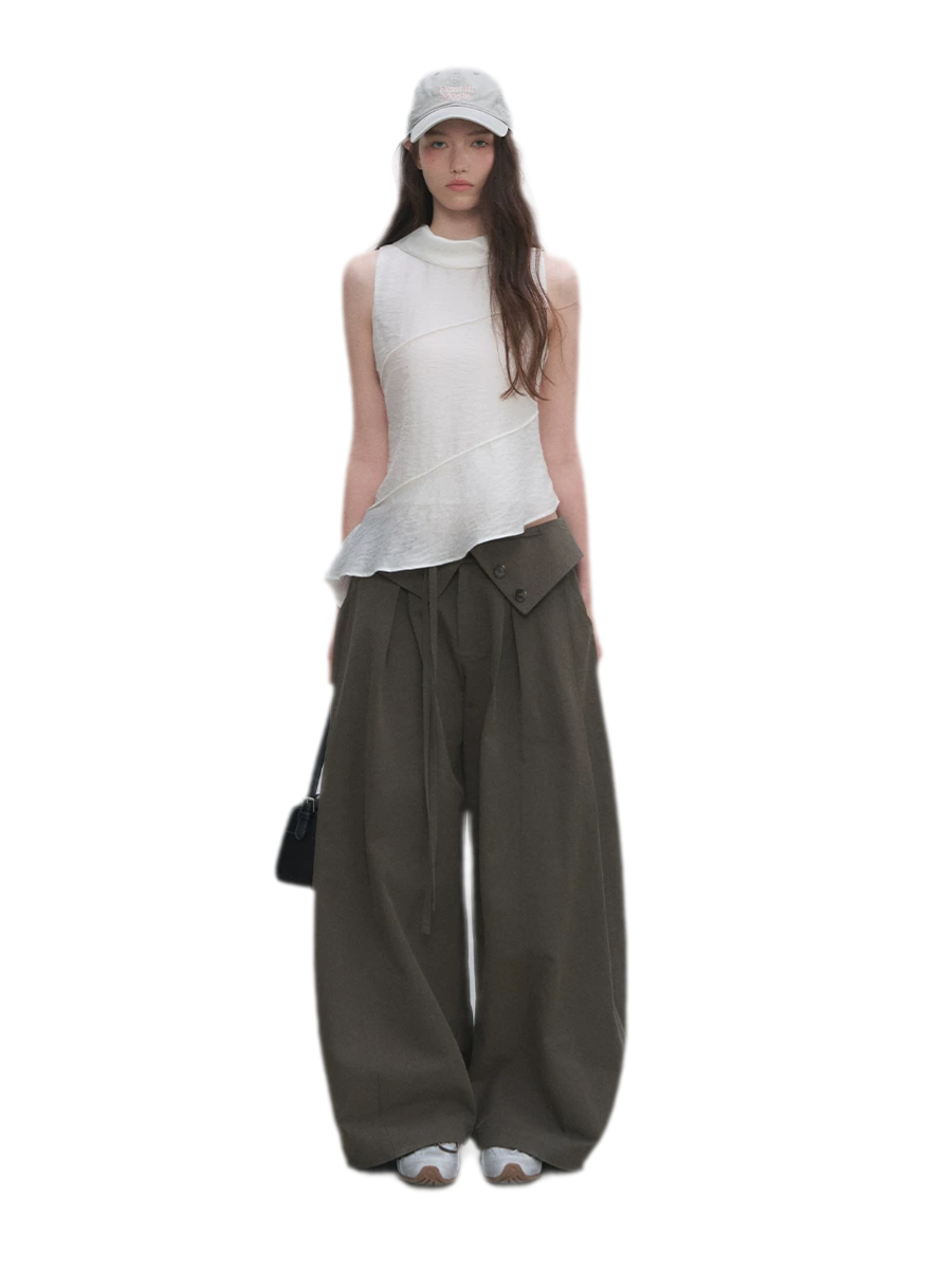 Lyocell Pleated Wide-Leg Trousers