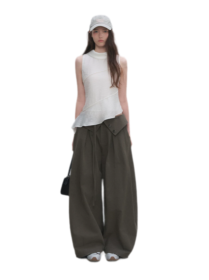 Lyocell Pleated Wide-Leg Trousers