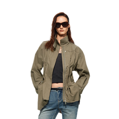 Pleated Fitted Utility Jacket