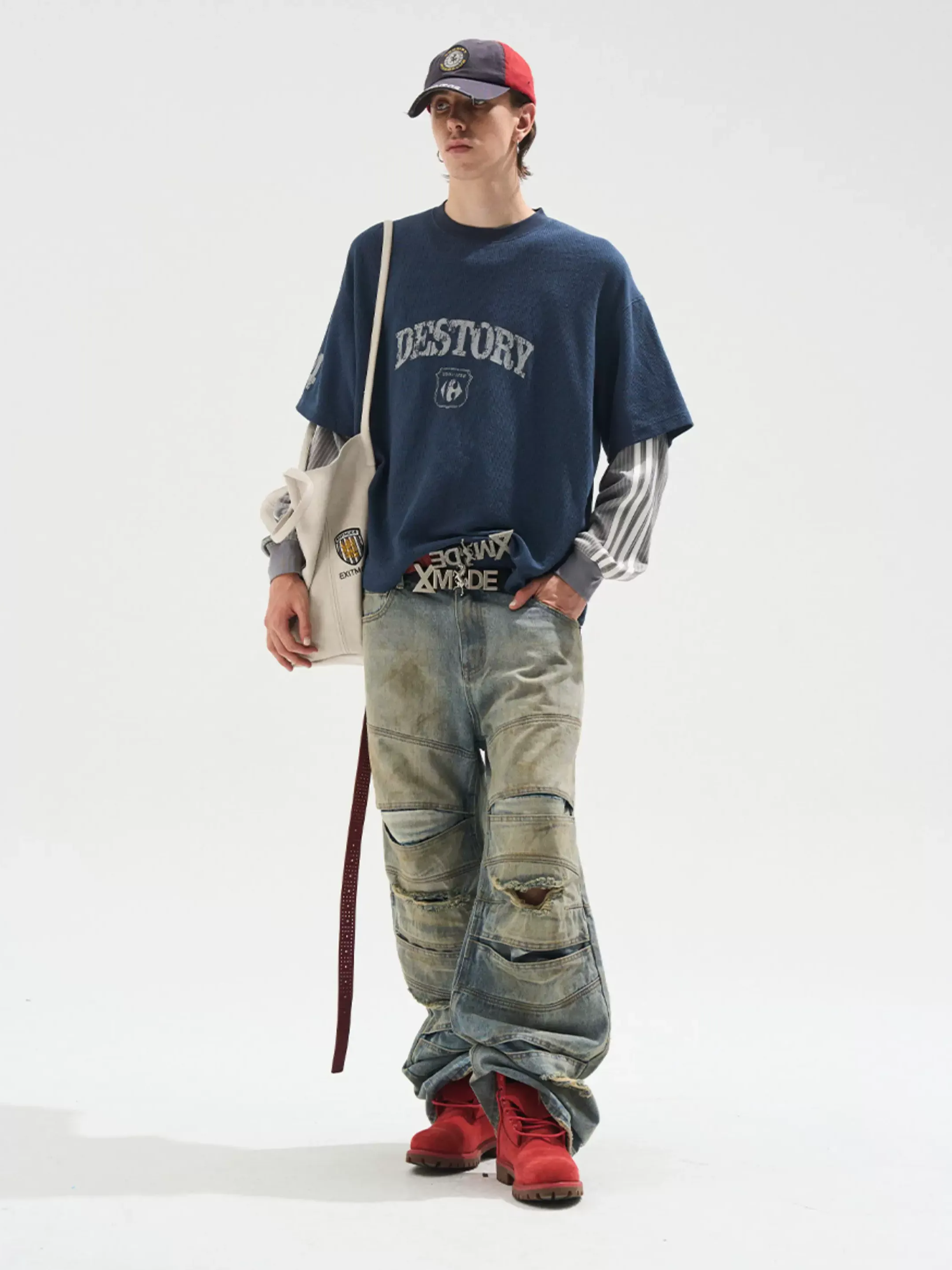 Distressed Graphic Layered Long-Sleeve Tee