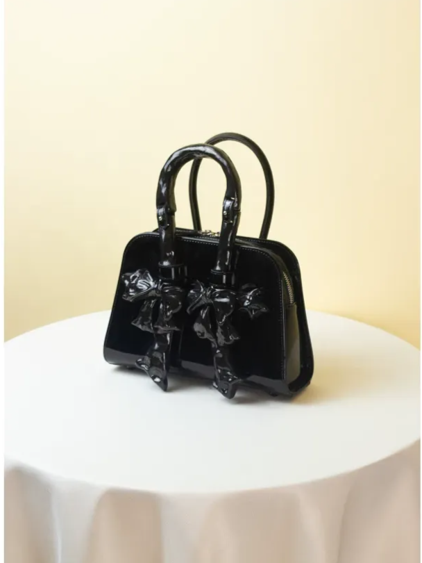Ceramic Glossy Bow Structured Handbag