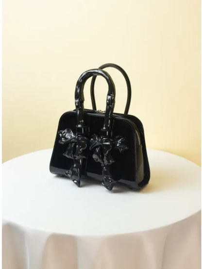 Ceramic Glossy Bow Structured Handbag