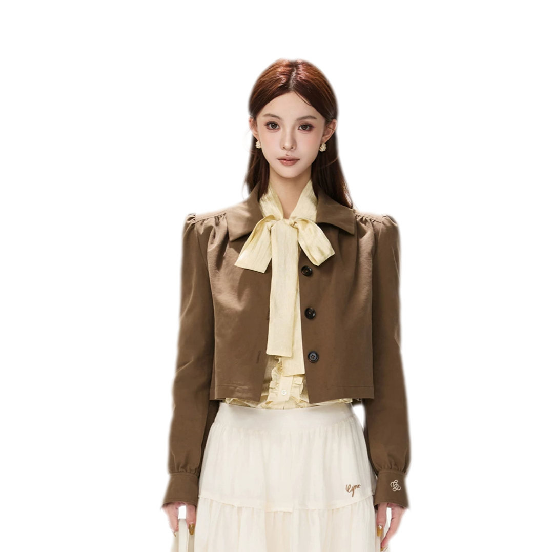 Vintage Puff Sleeve Cropped Jacket
