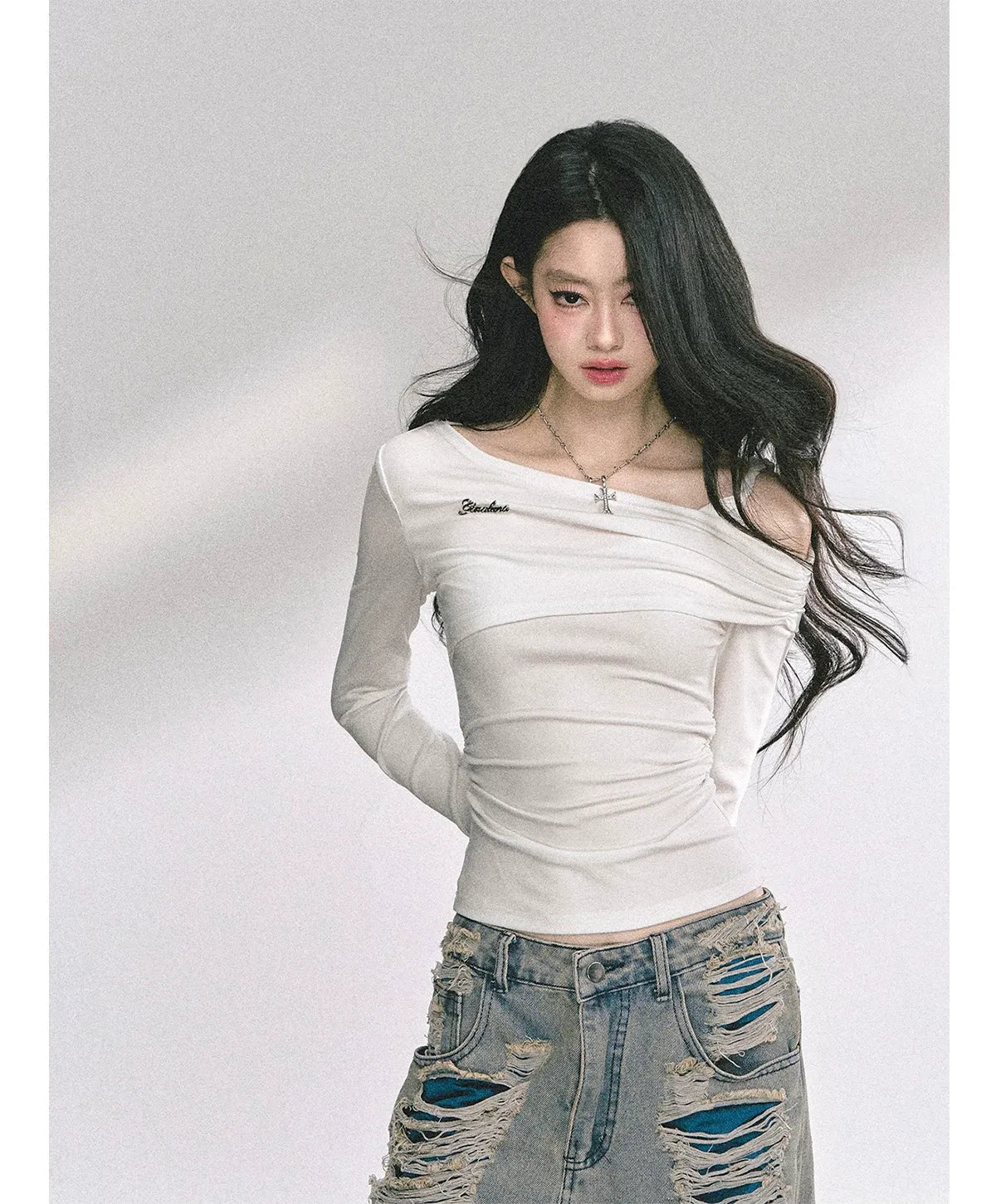 Lace Cutout Shoulder Tee