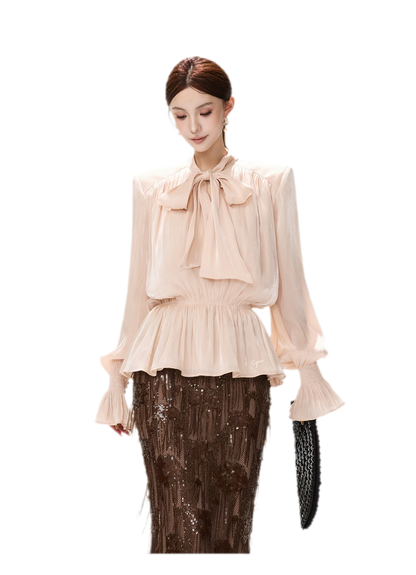 Pearlescent Tie Waist Blouse