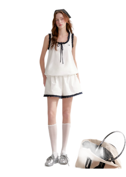 Lace Trim Embroidered Set