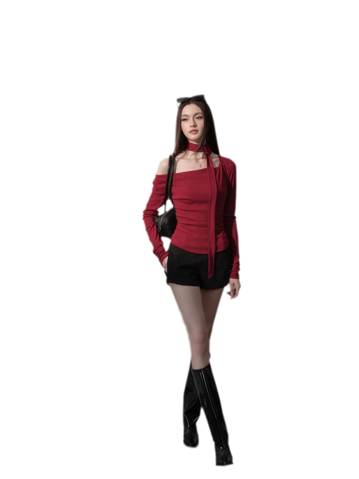 Ribbon Asymmetric Knit Top