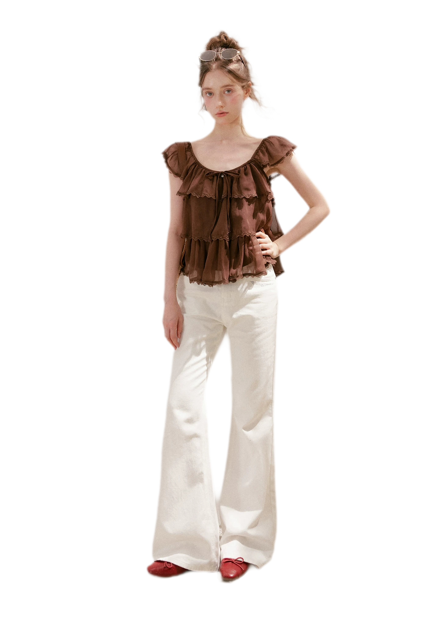 Tiered Ruffle Chiffon Blouse