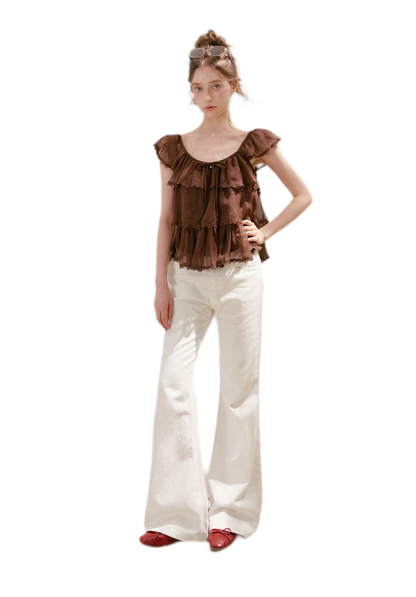 Tiered Ruffle Chiffon Blouse
