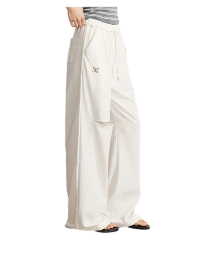 Distressed Wide-Leg Pants