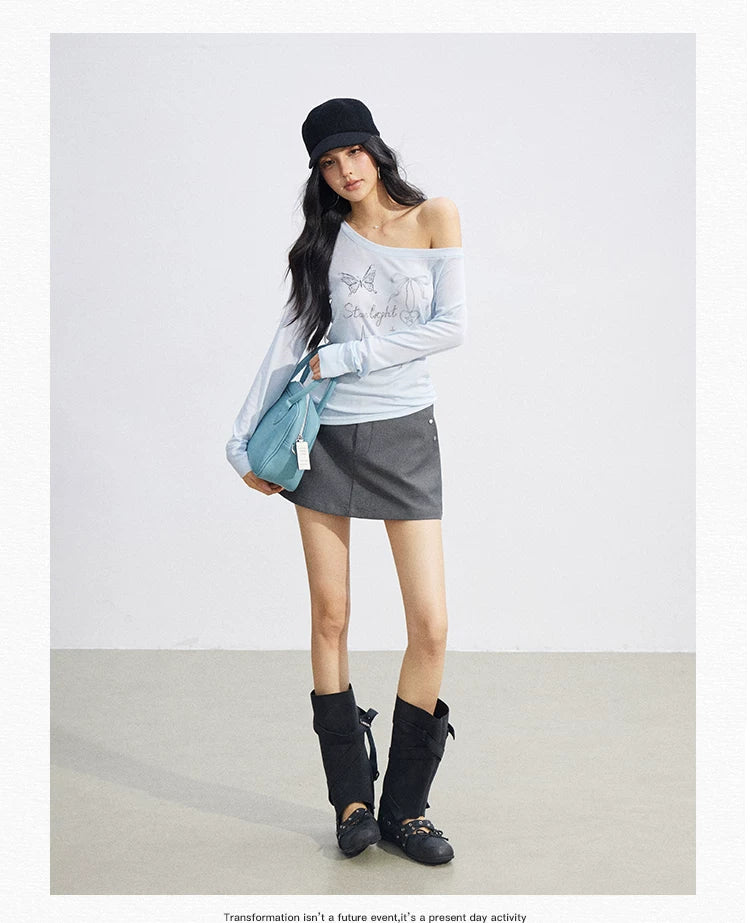 Asymmetric Off-Shoulder Sun Protection T-Shirt
