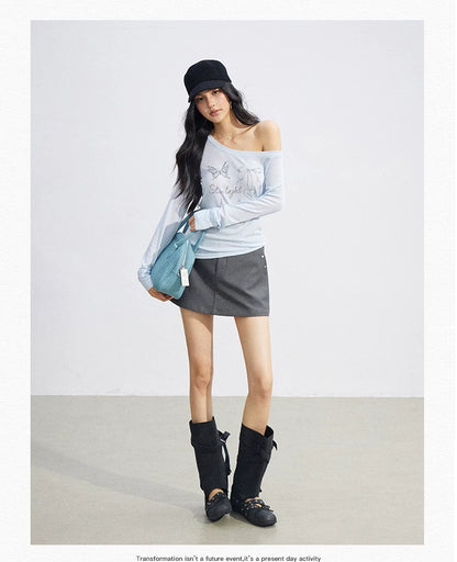 Asymmetric Off-Shoulder Sun Protection T-Shirt