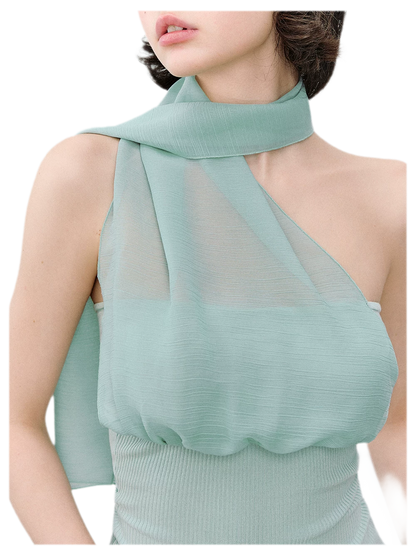 Mesh Scarf-style Tencel Knit Tube Top