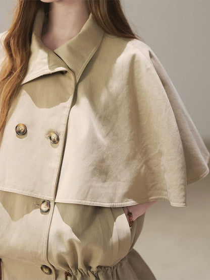 Drawstring Cape Trench Coat