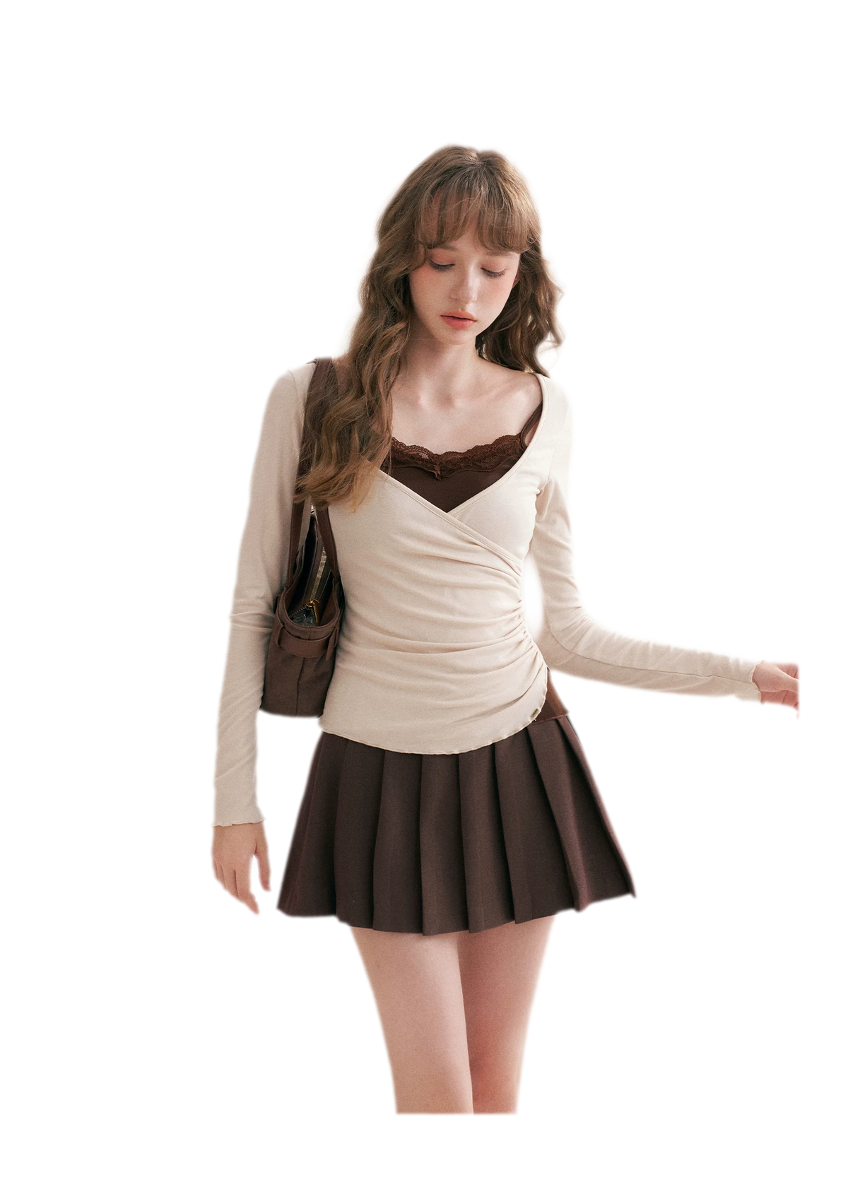 Lace Crossover Slim T-Shirt