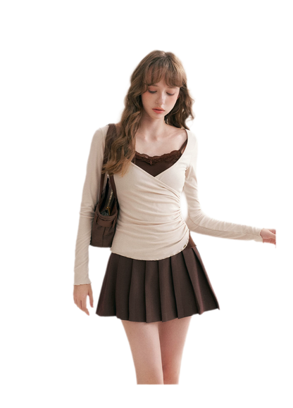 Lace Crossover Slim T-Shirt