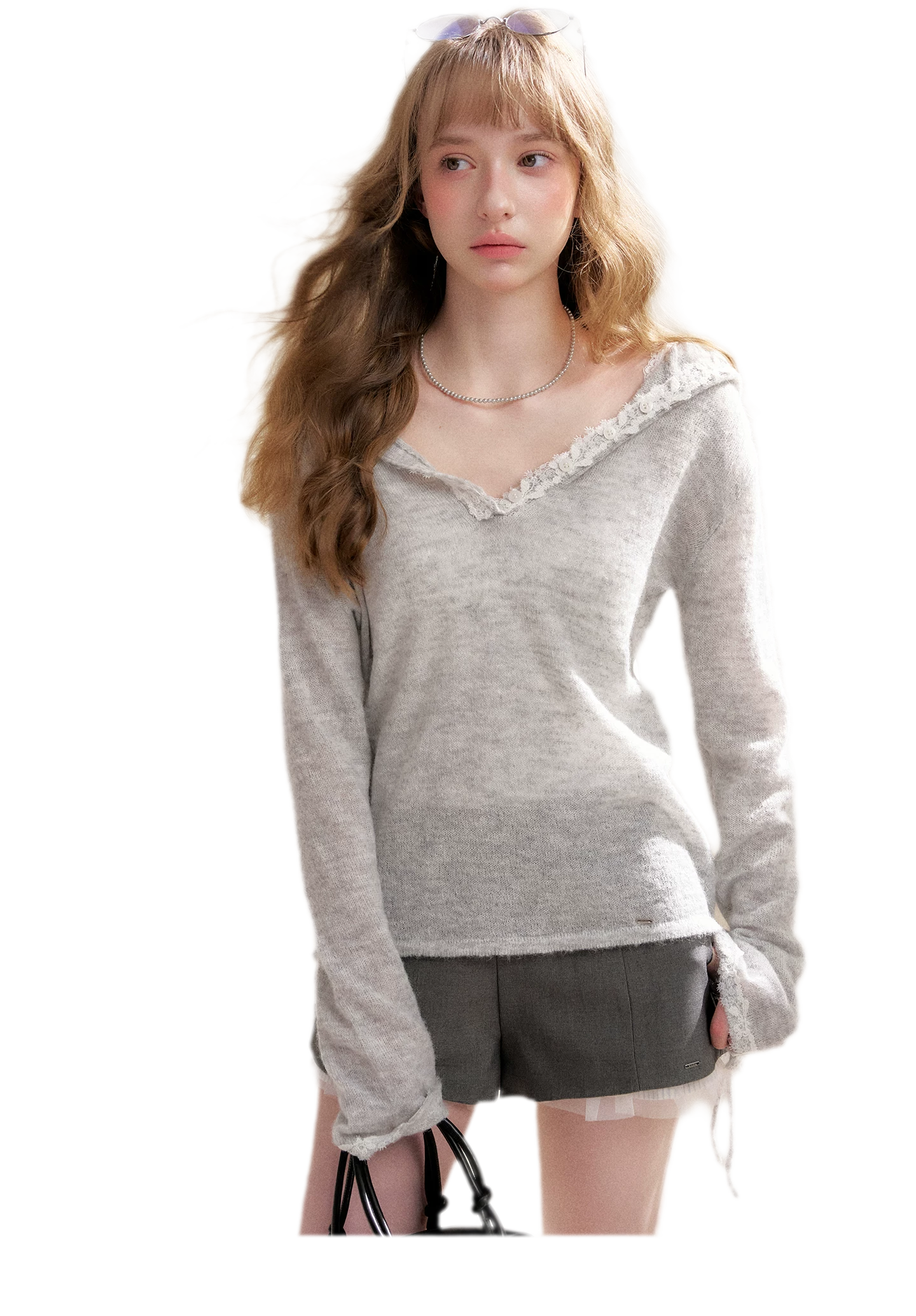 Lace Hood Knit Hoodie