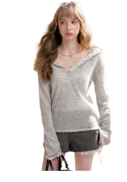 Lace Hood Knit Hoodie