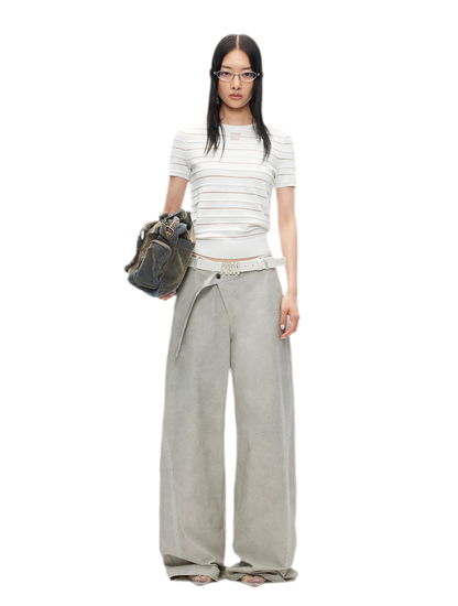 Wheat Ear Wide-Leg Casual Pants