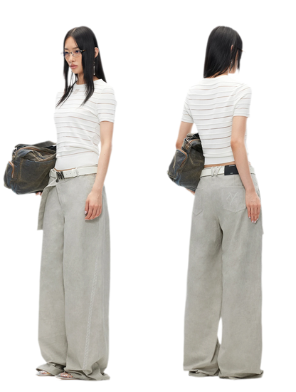 Wheat Ear Wide-Leg Casual Pants