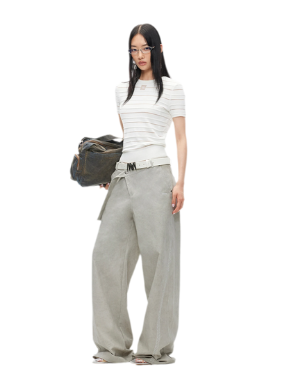 Wheat Ear Wide-Leg Casual Pants