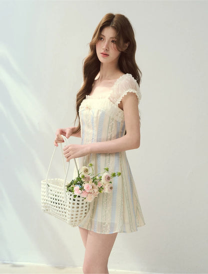 Floral Stripe A-Line Dress
