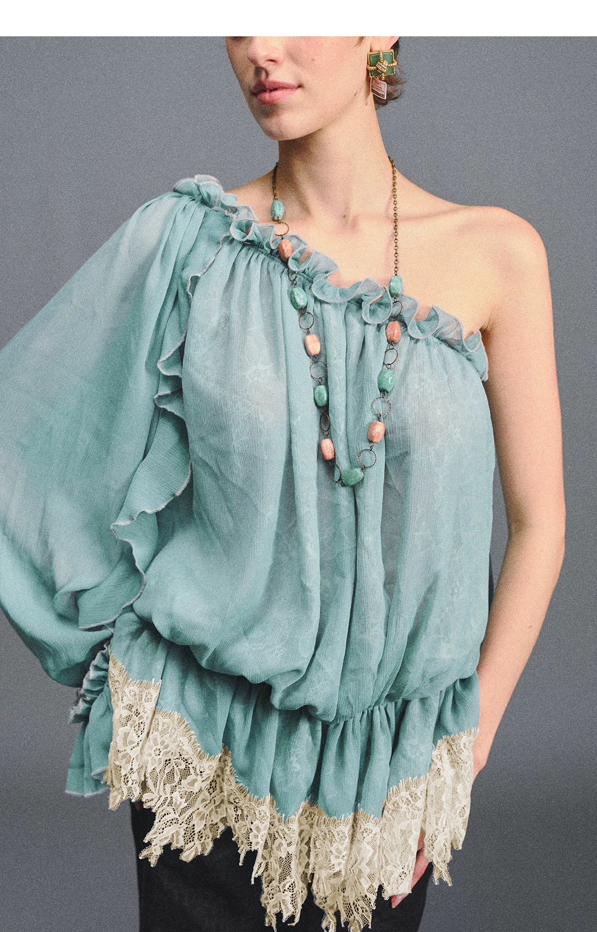 One-Shoulder Chiffon Blouse