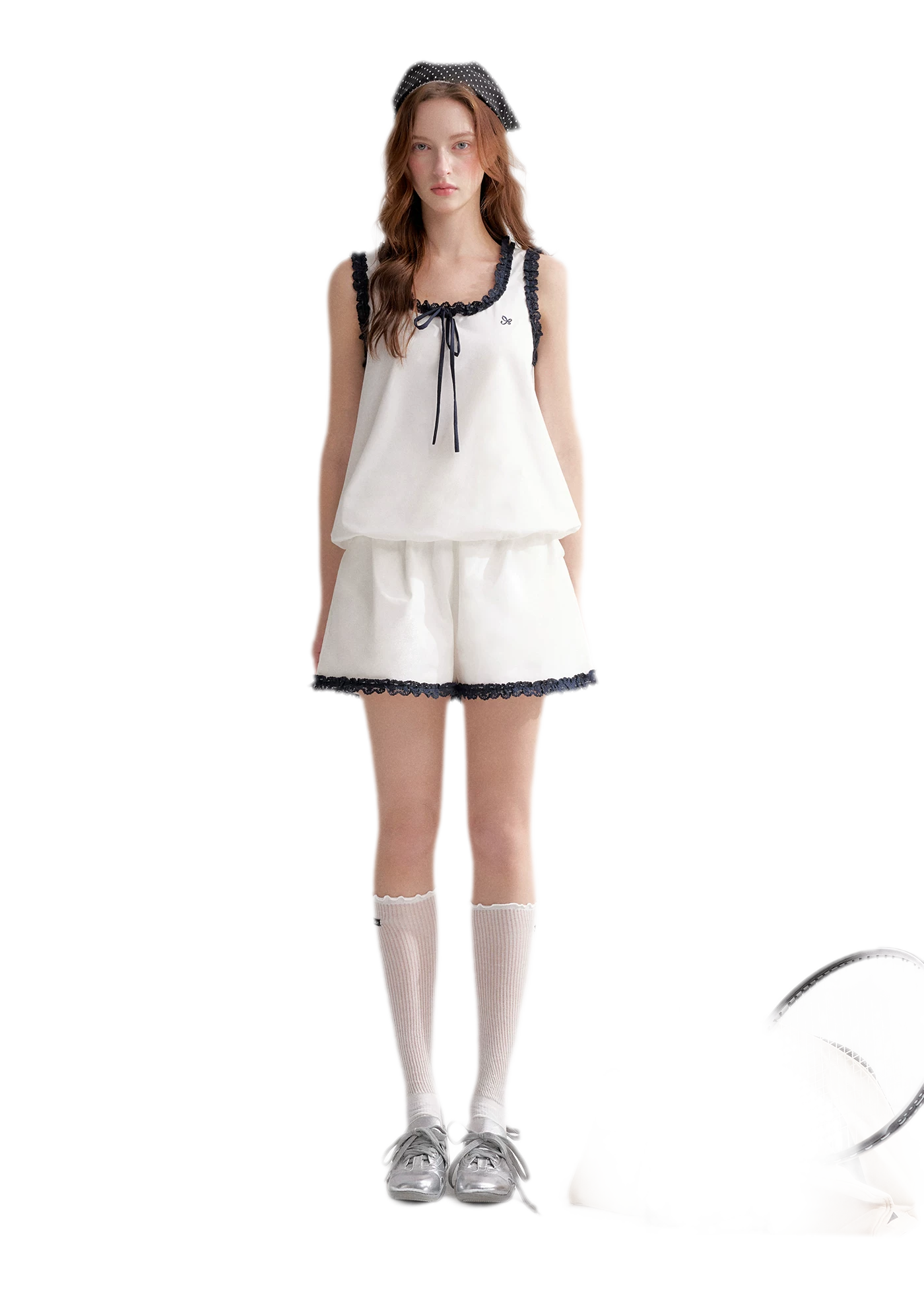 Lace Trim Embroidered Set