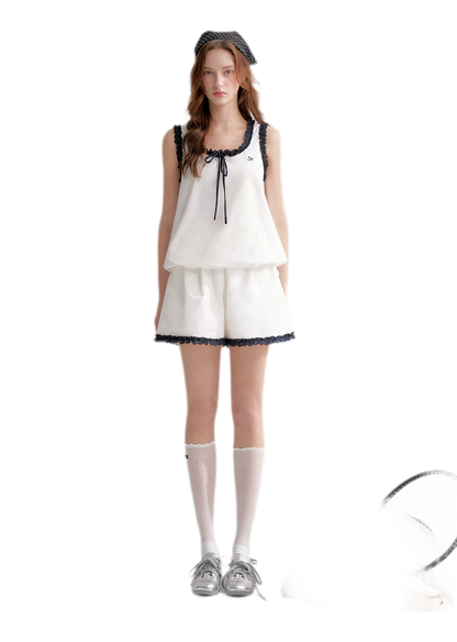 Lace Trim Embroidered Set