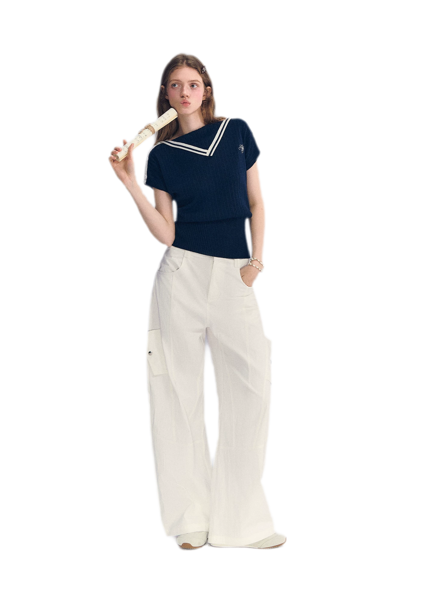 Deconstructed Curved Cargo Pants