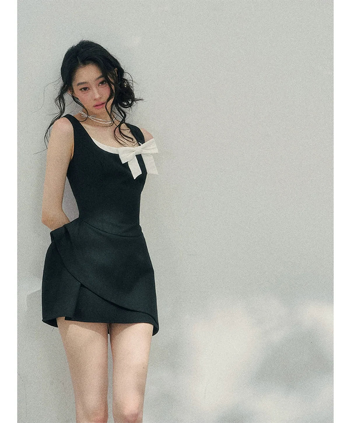 Sleek Bowknot Mini Dress